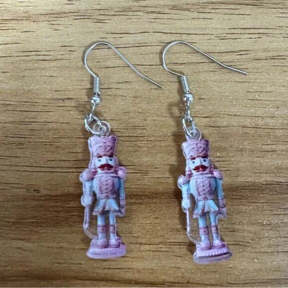 Acrylic Nutcracker Christmas Earrings - Picture 3 of 3